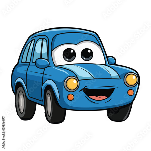 blue cartoon  car on a white background