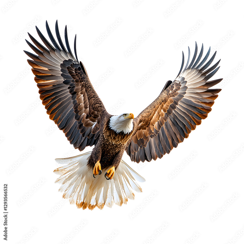 Obraz premium Majestic Bald Eagle in Flight Against Transparent Background