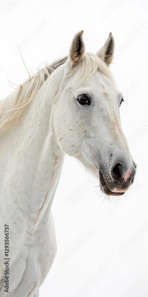 Naklejka premium White horse with a gentle gaze.