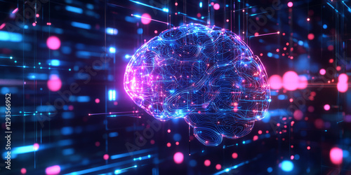 A futuristic AI-powered neural simulation platform, featuring glowing cybernetic brain mapping pathways, pulsating holographic cognitive pattern analysis grids, and swirling quantum-enhanced deep