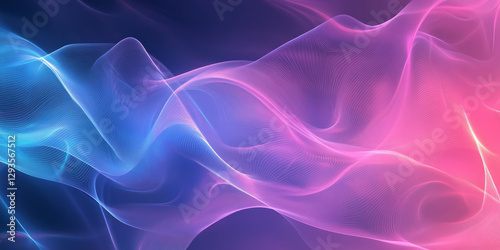 A visually stunning abstract background with layered currents of softly glowing liquid light, smoothly flowing in a neon gradient. The futuristic energy waves evoke a sense of cybernetic movement and