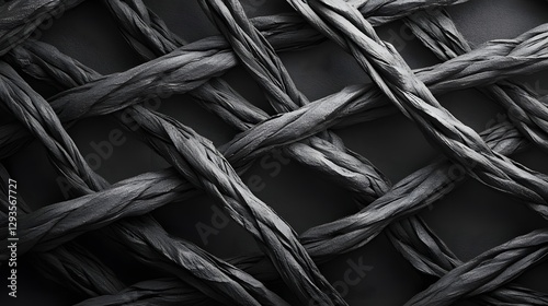 A high-contrast image showcasing the intricate texture of black crepe paper arranged in a lattice pattern. Intricate Black Crepe Paper Lattice: A Study in Texture and Shadow
