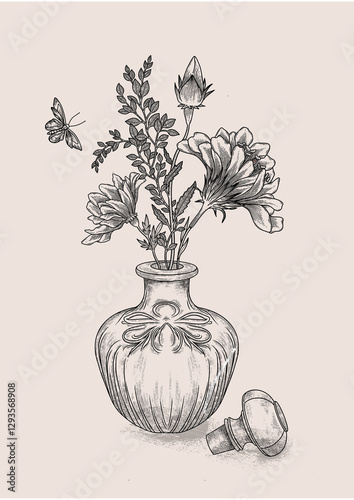 bottle perfume and flowers