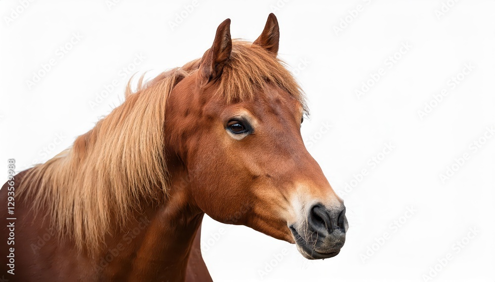 Whimsical Isolated Horse Portrait, Humorous Equine Expression, Playful Character Set Against a Transparent Background, Perfect for Digital Art, Home Decor, or Design Inspiration.