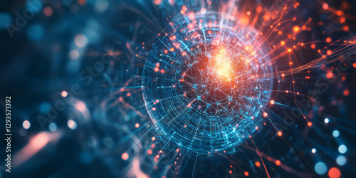 A mesmerizing futuristic visualization of an AI-powered medical AI system, displaying glowing cybernetic health monitoring nodes, pulsating holographic patient analysis grids, and swirling digital