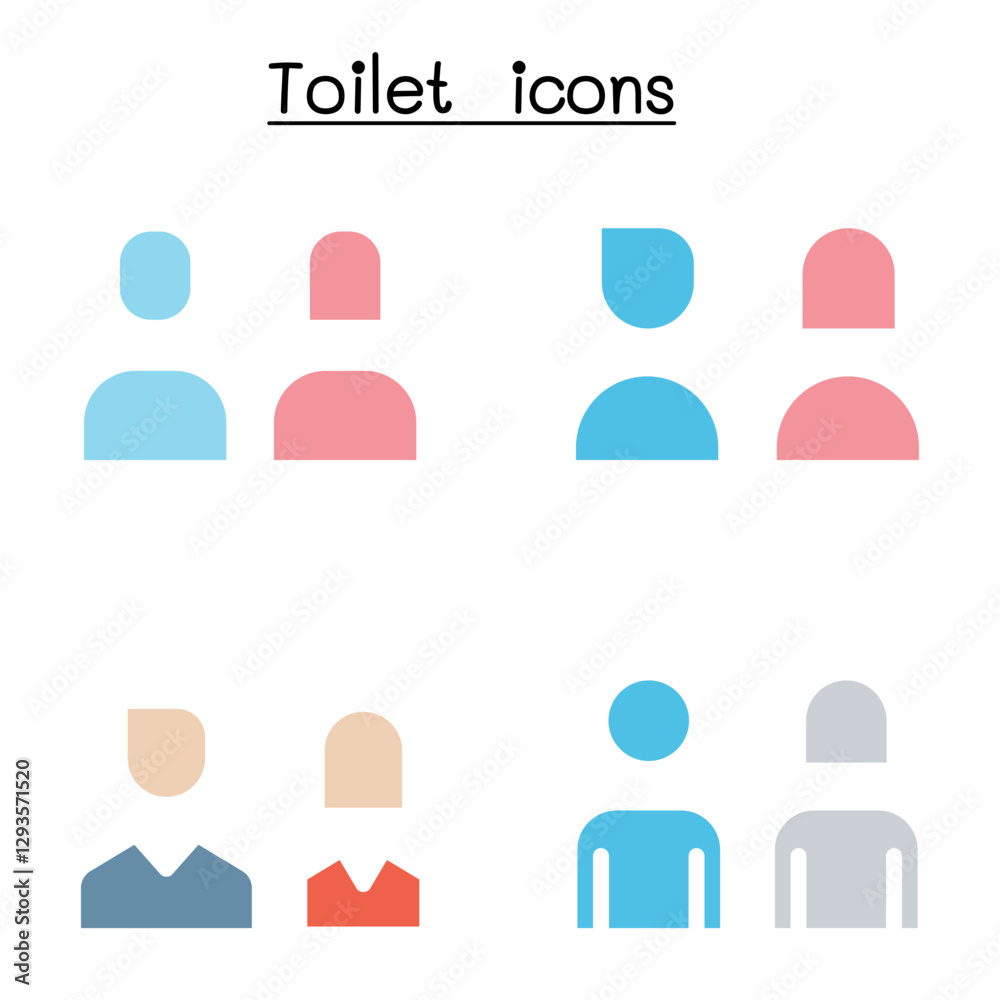 Toilet, Restroom, WC icon set in thin line style Toilet, Restroom, WC icon set in thin line style