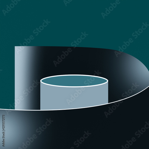 Modern Minimalist Display Podium with Abstract Architectural Background