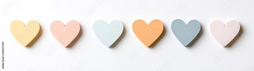 Obraz premium Colorful Heart Shapes on White Background for Creative Designs