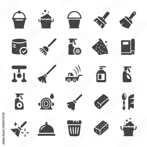 Cleaning and Household Tools Icons Set