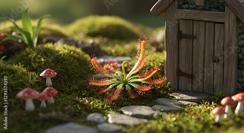 Wallpaper Mural Sundew Near the House, Sundew Near a Charming Wooden House Surrounded by Moss Torontodigital.ca