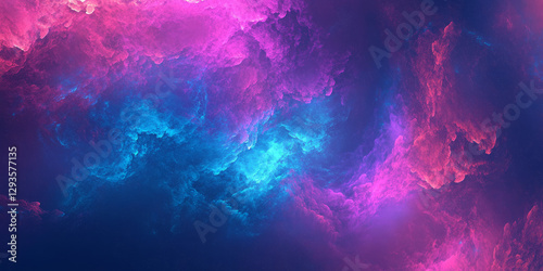 A visually stunning abstract background with a vibrant explosion of radiant neon hues, dynamically blending into a soft gradient of electric blues and purples. The high-tech, futuristic design creates