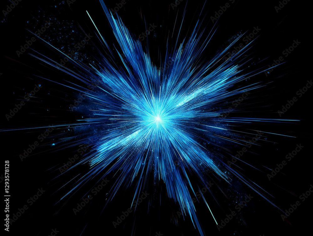 Fototapeta premium Blue super nova star light effect on black background