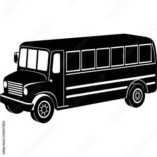  School bus side view silhouette vector illustration 