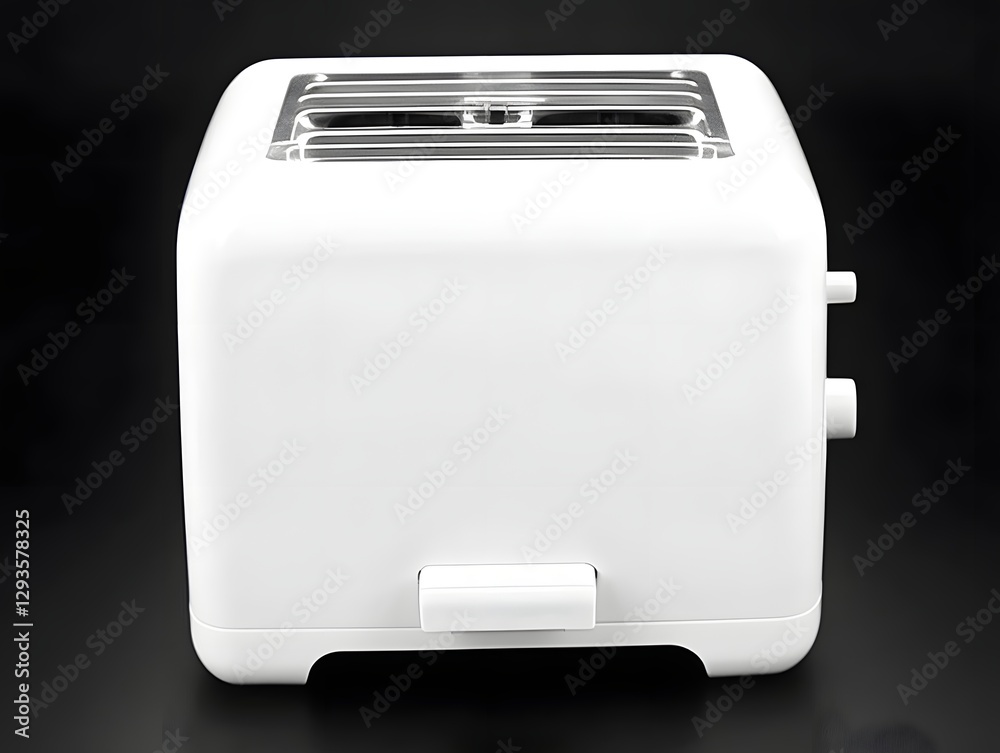 Modern white toaster with sleek design against a dark background, perfect for kitchen decor Modern white toaster with sleek design against a dark background, perfect for kitchen decor
