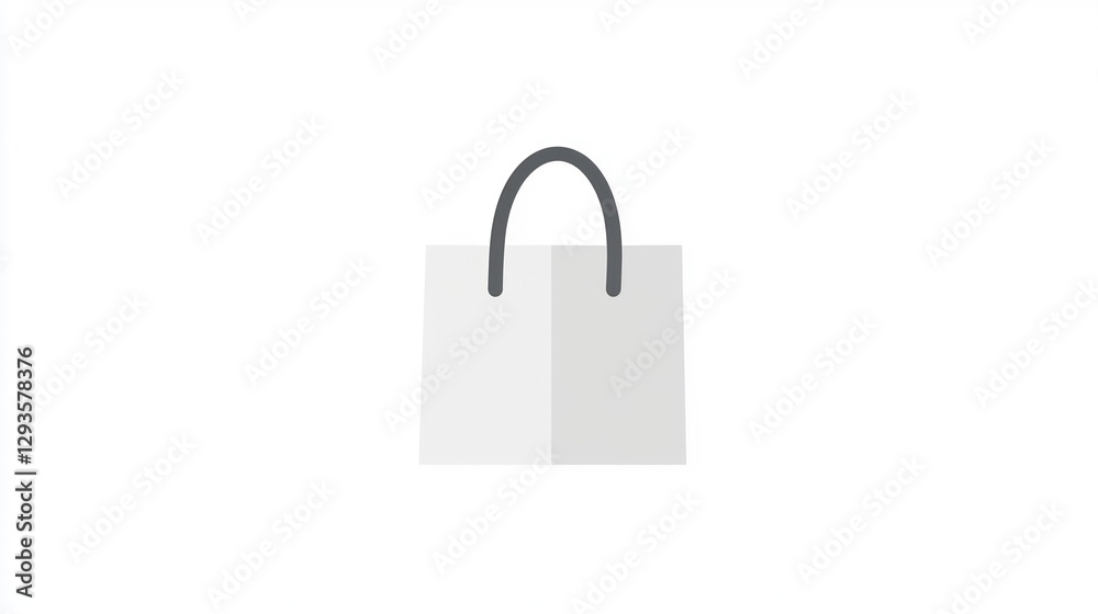 White paper shopping bag icon ,illustration with a white background. A simple design with no shadows or reflections White paper shopping bag icon ,illustration with a white background. A simple design with no shadows or reflections