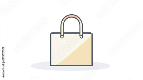 White paper shopping bag icon ,illustration with a white background. A simple design with no shadows or reflections