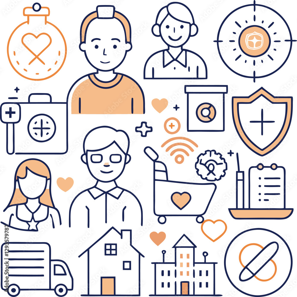 Editable Line Icons for Elderly Care – Nursing Home, Insurance, Medical Assistance & More | 64x64 Pixel Perfect Editable Line Icons for Elderly Care – Nursing Home, Insurance, Medical Assistance & More | 64x64 Pixel Perfect