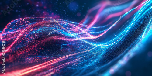 A visually dynamic abstract background featuring endless waves of flowing neon plasma, softly rippling through a deep cyber-space void. The futuristic, high-tech fluidity creates a mesmerizing digital