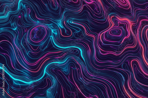 A mesmerizing abstract visualization of AI-driven data flow, featuring pulsating neon energy trails, glowing cybernetic pathways, and intricate digital nodes. The futuristic high-tech background