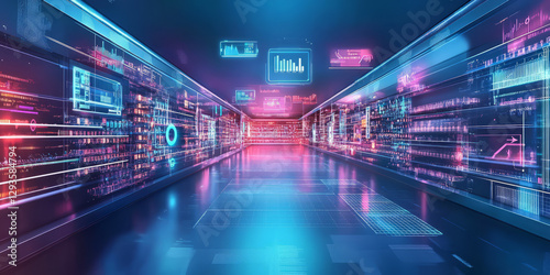 A mesmerizing futuristic AI-powered smart retail system, featuring glowing cybernetic automated checkout pathways, pulsating holographic personalized shopping grids, and swirling digital consumer