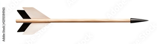 Arrow with Wooden Shaft and Painted Fins on a White Background