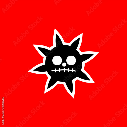 Edgy Spiked Skull Vector Sticker – Dark Grunge Pirate Emblem. Kid Pirates