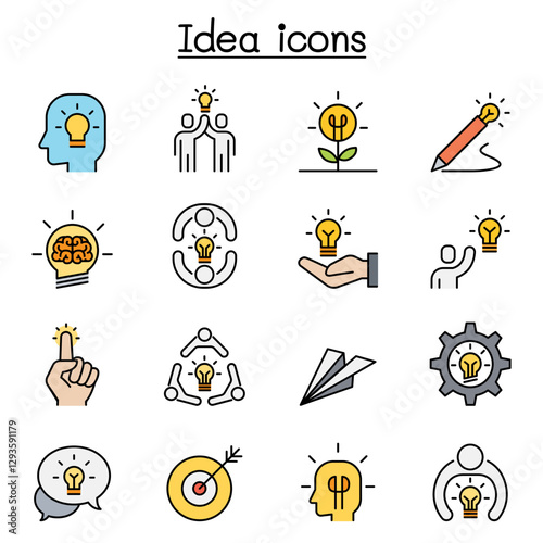 Idea, thinking, planning, Strategy, development, imagine icon set in thin line style