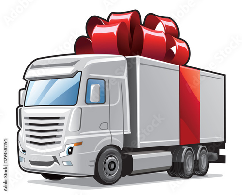 Festive white truck with a bow