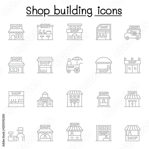 Shop icons set in thin line style