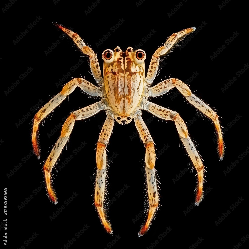 Obraz premium Vibrant spider on dark backdrop
