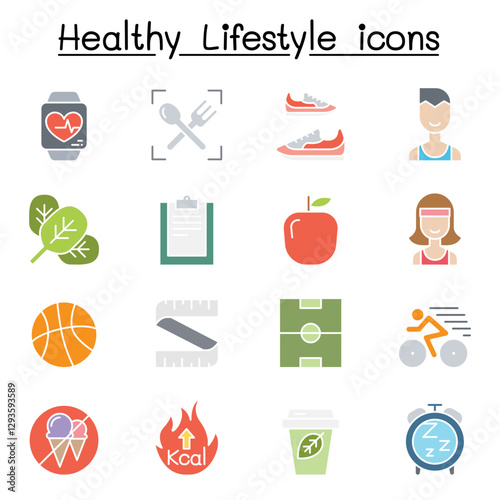 Loss weight, diet, healthy life style icon set in thin line style