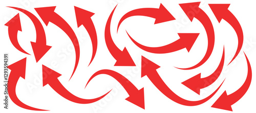 curved arrows isolated on white background. Curved arrows, hand drawn curved arrows. red curve arrow icon vector illustration 