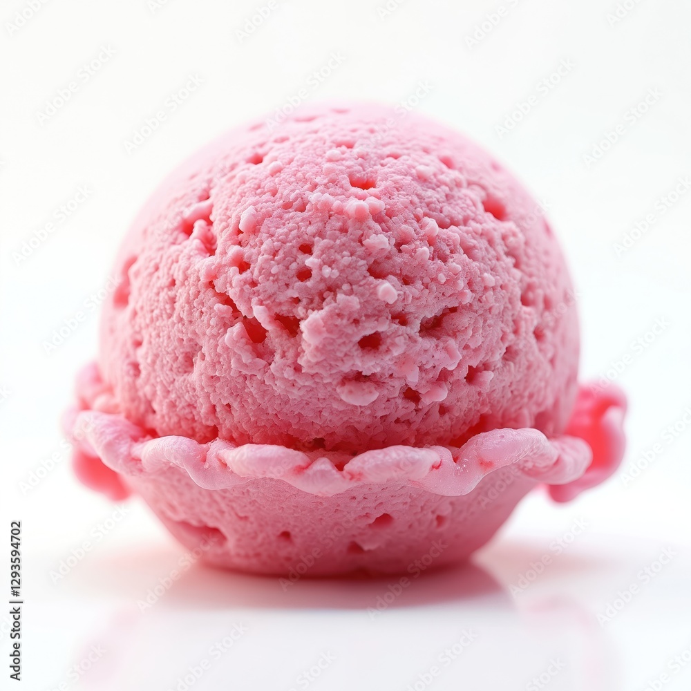 Isolated pink ice cream ball on transparent background. Strawberry flavor gelato scoop refreshment, sweet snack. Round shape, textured surface, milk ingredient, frozen dairy product, tasty summer Isolated pink ice cream ball on transparent background. Strawberry flavor gelato scoop refreshment, sweet snack. Round shape, textured surface, milk ingredient, frozen dairy product, tasty summer