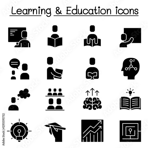 Education & Learning icon set in thin line style