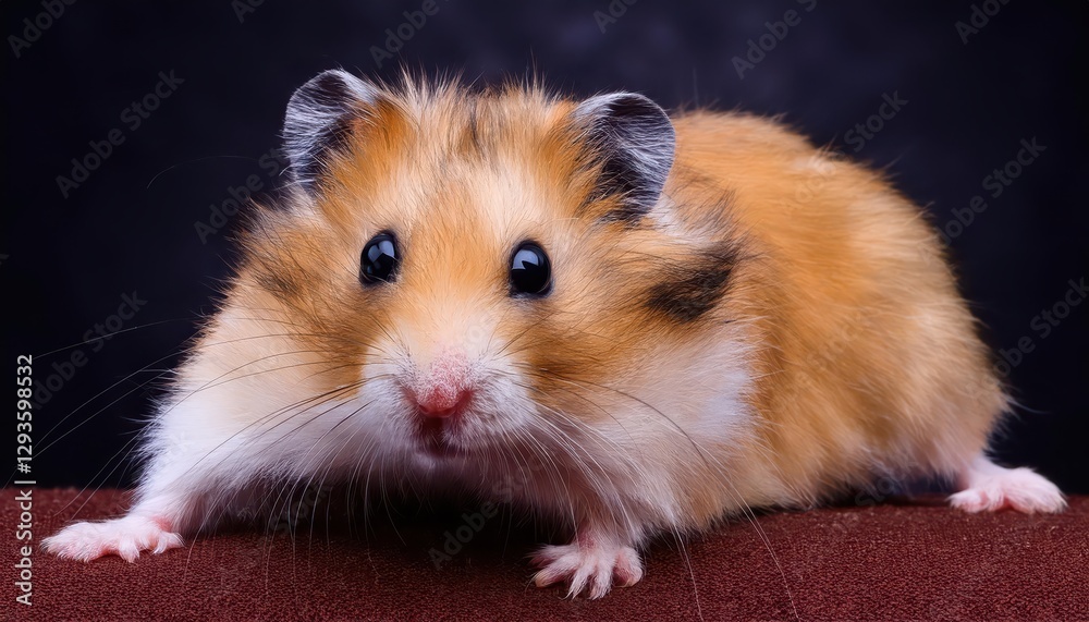 Golden Syrian Hamster in Focus Radiant Fuzzball Amidst Bursts of Amber and Cream Hues, Showcasing the Charismatic Mammals Expressive Features