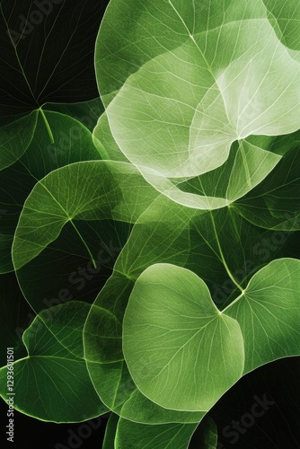 Translucent green leaves create soothing, organic pattern agains