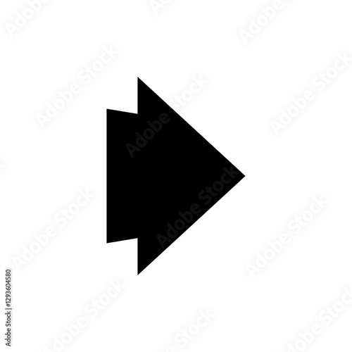 Straight short wide arrow. Vector symbol and icon on white background.