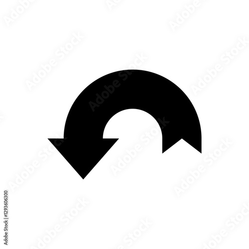 Semicircular rounded turn arrow. Semi circle curved shape. Vector illustration.