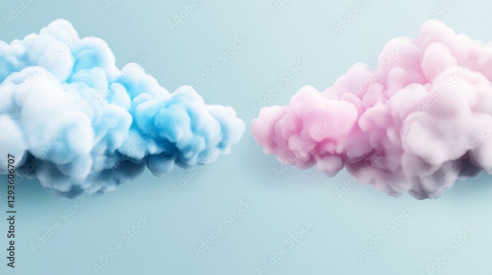 Obraz premium Soft Blue and Pink Clouds on Light Background for Creative Designs