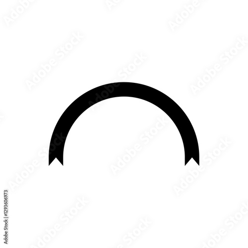 Semicircular ribbon banner. Vector illustration. Semi circle curved long thin banner.