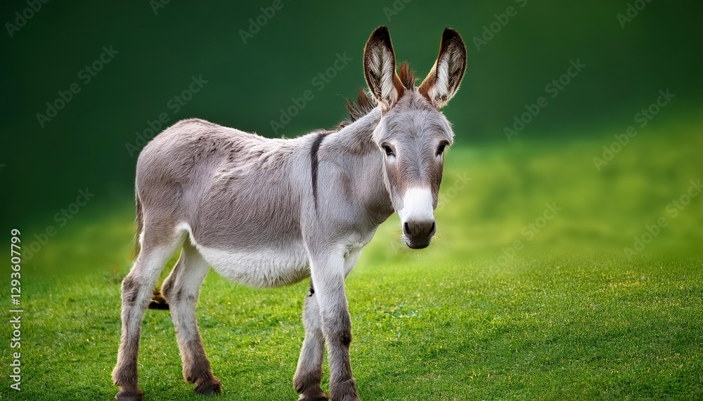 Serene Grey Donkey Stands Amidst Vibrant Flora on Lush Green Background Natures Majesty in a Single Frame, Embracing the Quiet Strength of a Gentle Giant Serene Grey Donkey Stands Amidst Vibrant Flora on Lush Green Background Natures Majesty in a Single Frame, Embracing the Quiet Strength of a Gentle Giant