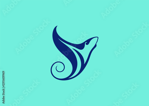 Elegant Manta Ray Logo – A gracefully moving manta ray, representing fluidity, oceanic beauty, and effortless motion.