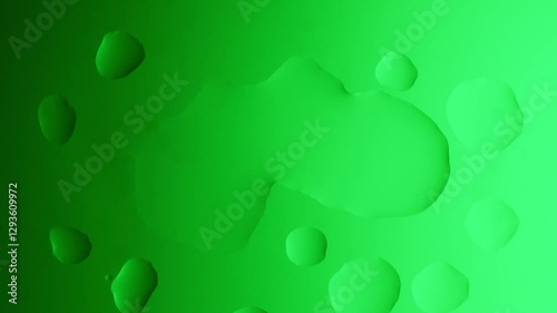 a large drop flows and connects with other drops on a green gradient background