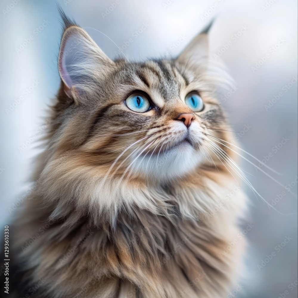 Fluffy feline eyes focus in vertical shot. Fluffy feline eyes focus in vertical shot.