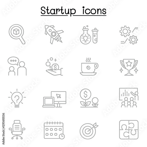 Startup icon set in thin line style