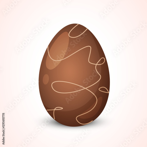 Easter holiday chocolate egg decorated painted chocolate waves isolated on gradient background. Holiday sweets 