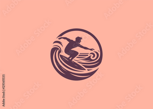 Surfer Silhouette Logo – A dynamic surfer carving through the waves, embodying agility, freedom, and oceanic energy.