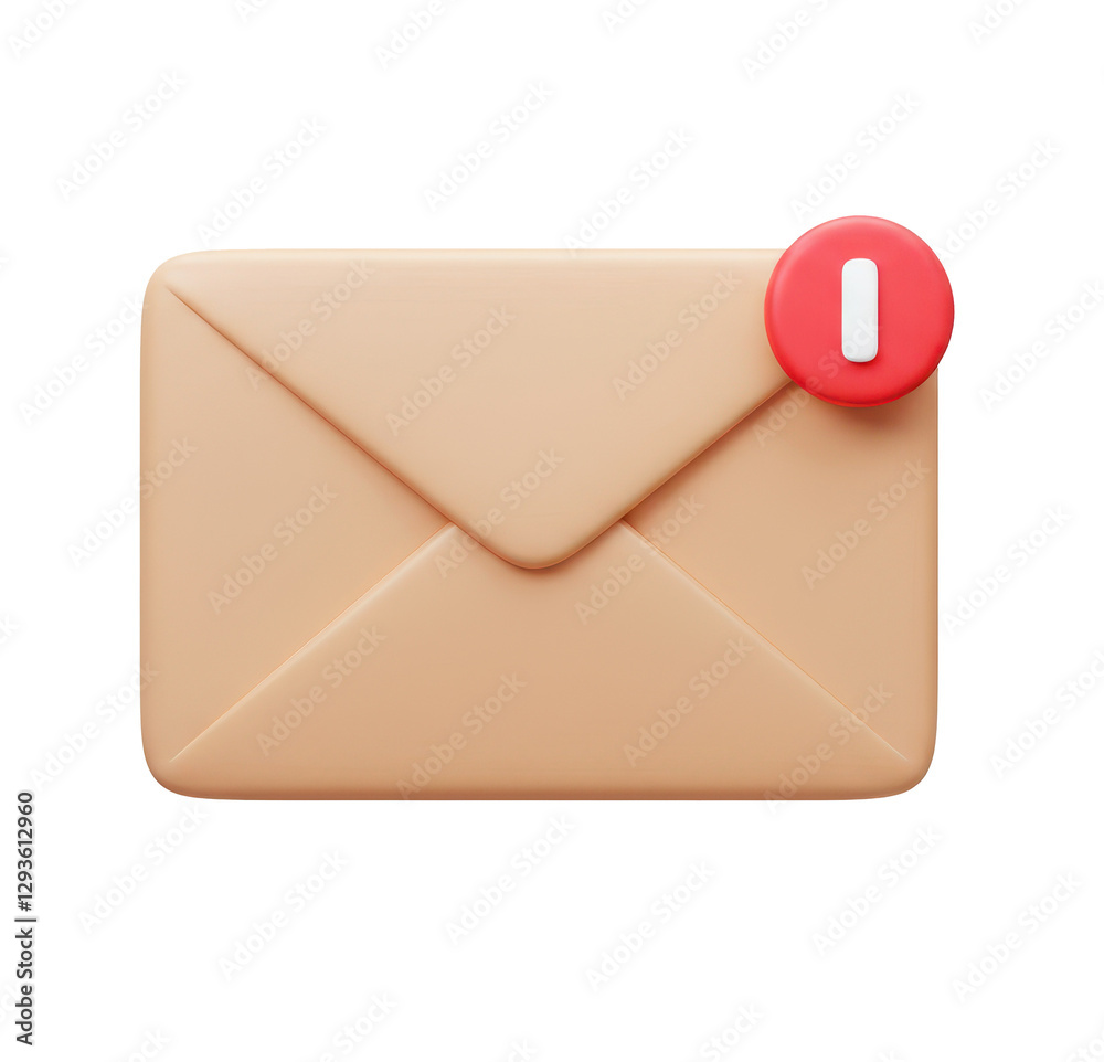 3d unread mail icon. Concept of mail, new message, notification or envelope. 3d high quality render isolated 3d unread mail icon. Concept of mail, new message, notification or envelope. 3d high quality render isolated