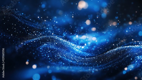 Abstract digital blue particles waves background
