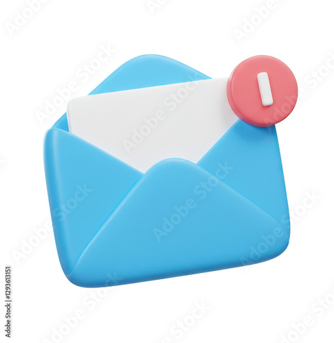 3d unread mail icon. Concept of mail, new message, notification or envelope. 3d high quality render isolated